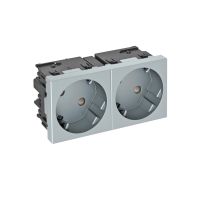 Kištukinis lizdas dvigubas 33° Apsaug. kontaktas, Connect 45 250V, 10/16A Polikarbonatas lakuoto aliuminio STD-D3SC AL2 - OBO BETTERMANN (pavadinimas tikslinamas)