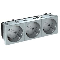 Kištukinis lizdas trigubas 33° su apsauga 250V, 10/16A Polikarbonatas lakuoto aliuminio STD-D3S AL3 - OBO BETTERMANN (pavadinimas tikslinamas)