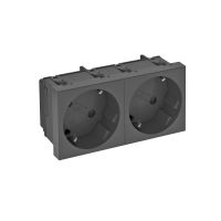 Kištukinis lizdas dvigubas 33° su apsauga 250V, 10/16A Polikarbonatas juodai pilkas RAL 7021 STD-D3S SWGR2 - OBO BETTERMANN (pavadinimas tikslinamas)