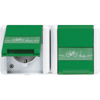 2-gang SCHUKO socket w. hinged lid E-Bik - JUNG (pavadinimas tikslinamas)