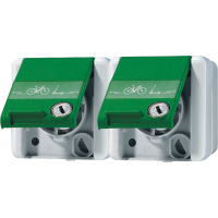2-gang SCHUKO socket w. hinged lid E-Bik - JUNG (pavadinimas tikslinamas)