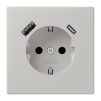 Lizdas p/t SCHUKO su USB A ir USB C 3A gris clair 31 16A 250V LE CORBUSIER - JUNG