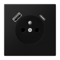 Lizdas p/t SCHUKO su USB A ir USB C 3A prancūzijos/belgijos sistemai juodos matinės spalvos LS - JUNG