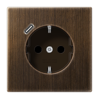 Lizdas p/t SCHUKO su USB C 2A/3A sendinto žalvario spalvos LS - JUNG