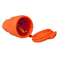 Lizdas SCHUKO a/k 3P 16A 250V AC su dangteliu guminis oranžinis IP44 PGKO44 - PROTEC