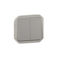 Perjungiklis - mygtukas p/t dvigubas IP55 be rėmelio pilkas 10A 250V PLEXO - LEGRAND