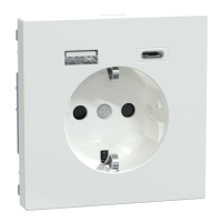 Lizdas p/t SCHUKO su USB A ir USB C 2.4A/3A be rėmelio užspaudžiami kontaktai baltos spalvos System Design Merten - SCHNEIDER ELECTRIC