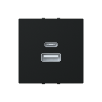 Lizdas p/t dvigubas USB A ir USB C 2.4/3A 15W juodos matinės spalvos 2 modulių N2285.4 NT Zenit - ABB