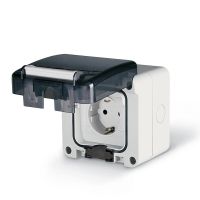 Lizdas v/t IP66 IK07 pilkas su apsauga nuo vaikų 16A 250V TA - SCAME