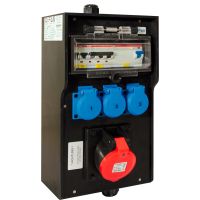 Skydelis v/t 9 modulių su lizdais SCHUKO 3x16A, CEE 5P 16A su automatika IP54 juodas 7300 - GIFAS