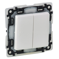 Jungiklis p/t dvigubas IP44 be rėmelio baltas 10A/250V VALENA LIFE - LEGRAND