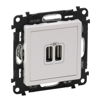 Lizdas p/t USB dvigubas baltas pakrovėjas 5V 1500mA VALENA LIFE - LEGRAND