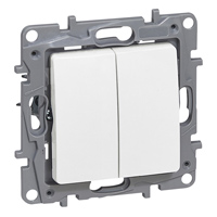 Jungiklis p/t dvigubas be rėmelio baltas 10A 250V NILOE - LEGRAND