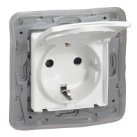 Lizdas p/t SCHUKO baltas be rėmelio su dangteliu su apsauga nuo vaikų 16A 250V NILOE - LEGRAND