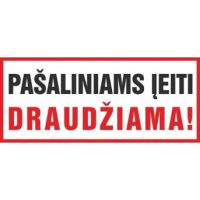 Ženklas užrašas PAŠALINIAMS ĮEITI DRAUDŽIAMA 100x300mm lipdukas DRP/07 - SAUGOS ŽENKLAI