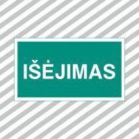 Ženklas užrašas evakuacinis IŠĖJIMAS 130x230mm lipdukas EV/05 - SAUGOS ŽENKLAI