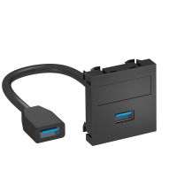 Multimedijos lizd.,USB 3.0 A-A su kabeliu, kištukas-kištukas 45x45mm Polikarbonatas juodai pilkas RAL 7021 MTG-U3A F SWGR1 - OBO BETTERMANN (pavadinimas tikslinamas)