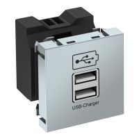 USB pakrovėjas su 2,1 A krovimo srove 45x45mm Polikarbonatas lakuoto aliuminio MTG-2UC2.1 AL1 - OBO BETTERMANN (pavadinimas tikslinamas)