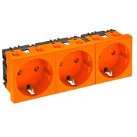 Kištukinis lizdas 0°, trigubas su apsauga 250V, 10/16A Polikarbonatas oranžinis RAL 2004 STD-D0 ROR3 - OBO BETTERMANN (pavadinimas tikslinamas)