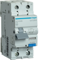 Relė srovės nuotėkio RCBO 2P 6A C 30mA su automatu 6kA AC-tipas - HAGER