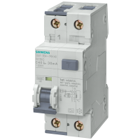 Relė srovės nuotėkio RCBO 2P 16A B 30mA 10kA su automatu AC-tipas - SIEMENS