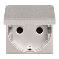 Lizdas p/t SCHUKO su dangteliu su apsauga nuo vaikų varžtiniai kontaktai sidabrinės spalvos 2 modulių 16A 250V N2288.1 PL Zenit - ABB