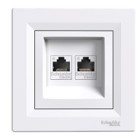 Lizdas kompiuterinis p/t dvigubas RJ45 Kat.6 UTP baltos spalvos Asfora - SCHNEIDER ELECTRIC