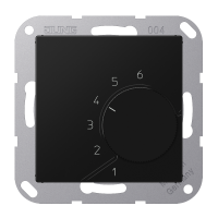 Reguliatorius p/t temperatūros patalpos 10A 230V 1NO/NC juodos matinės spalvos - JUNG