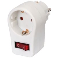 Adapteris kištukas/lizdas SCHUKO su jungikliu baltas - BRENNENSTUHL