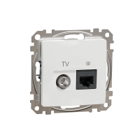 Lizdas kompiuterinis p/t be rėmelio 1x8 RJ45 Kat.6 UTP + TV baltos spalvos Sedna Design - SCHNEIDER ELECTRIC