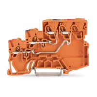 Gnybtas 2.5mm2 3 laidams PNP tipo jungikliams oranžinis ant bėgelio - WAGO