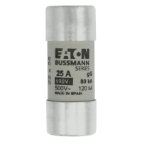 Bussmann series low voltage cylindrical fuse CYLINDRICAL FUSE 22 x 58 25A GG 690V AC - EATON (pavadinimas tikslinamas)