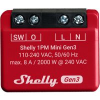Valdiklis 2000W 8A 240V AC Wi-Fi/Bluetooth raudonas Shelly Mini 1PM Gen3 - SHELLY