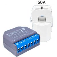 Relė išmanioji 2P 50A 110-240V AC ant DIN bėgelio su srovės transformatoriu 50A Wi-Fi Shelly EM + 50A - SHELLY