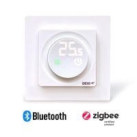 Reguliatorius temperatūros p/t patalpų ir grindų jutikliu 16A IP21 Bluetooth su rėmeliu baltas DEVIreg Display Connect - DEVI