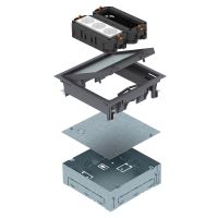 Dėžutė grindinė 6 vietų su dangčiu, lizdų laikiklias, 3 lizdais ir pagrindu pilka RAL7011 UDHOME GES4 7011 - OBO BETTERMANN