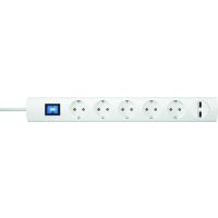 Ilgiklis 1.4m 5 lizdų SCHUKO su 2xUSB 2.1A baltas H05VV-F 3x1.5 PTSD90 5SUw1 - PROTEC