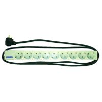 Panelė lizdų SCHUKO 9x230V, 19" 1U be jungiklio, laidas 2.0m, aliumininis PSSL - PROTEC