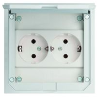 Dėžutė su dangčiu grindims 2 vietų 112x112x63.9mm su 2xSCHUKO termoplastas IP41 PESB2 - PROTEC