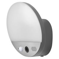 Šviestuvas v/t LED 15W IP44 3000K 950lm D-180mm dimeriuojamas BRA su jutikliu, kamera, garsiakalbiu ir sirena pilkos spalvos WiFi SMART+ Round - LEDVANCE
