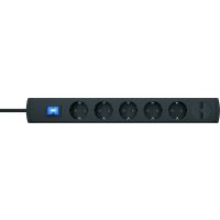Ilgiklis 1.4m 5 lizdų SCHUKO su 2xUSB 2.1A juodas H05VV-F 3x1.5 PTSD90 5SUs1 - PROTEC