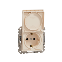 Lizdas p/t SCHUKO su dangteliu be rėmelio su apsauga nuo vaikų užspaudžiami kontaktai dramblio kaulo spalvos 16A 250V SEDNA DESIGN - SCHNEIDER ELECTRIC