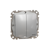 Jungiklis p/t dvigubas IP44 be rėmelio aliuminio spalvos 10A 250V SEDNA DESIGN - SCHNEIDER ELECTRIC
