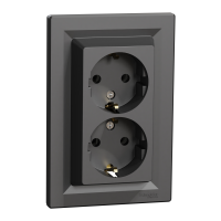 Lizdas p/t SCHUKO dvigubas antracito spalvos 16A 250V Asfora - SCHNEIDER ELECTRIC