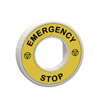 Žiedas šviečiantis raudonas LED 60mm su užrašu "EMERGENCY STOP" 230-240V AC XB5 Harmony - SCHNEIDER ELECTRIC