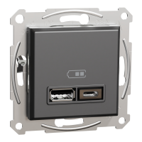 Lizdas p/t dvigubas USB A ir USB C 2.4A antracito spalvos Asfora - SCHNEIDER ELECTRIC