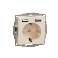 Lizdas p/t SCHUKO su 2xUSB A 2.1A dramblio kaulo spalvos SEDNA DESIGN - SCHNEIDER ELECTRIC