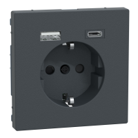 Lizdas p/t SCHUKO su USB A ir USB C 2.4A/3A be rėmelio užspaudžiami kontaktai antracito spalvos System M - SCHNEIDER ELECTRIC
