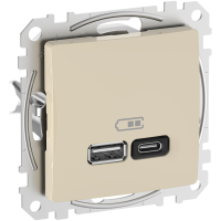 Lizdas p/t dvigubas USB A ir USB C 3A 45W dramblio kaulo spalvos SEDNA DESIGN - SCHNEIDER ELECTRIC