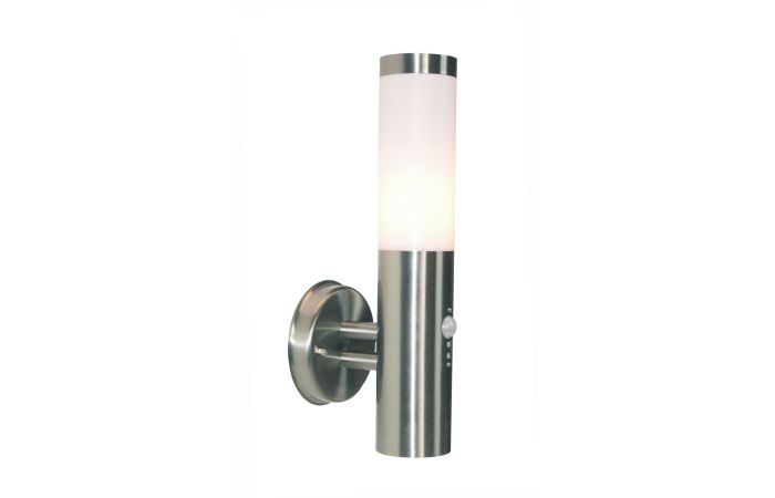 Šviestuvas v/t 1x40W E27 IP44 D-75mm H-388mm su judesio jutikliu ir šviesos davikliu sidabrinės spalvos BRA NOVA II - DEKO LIGHT